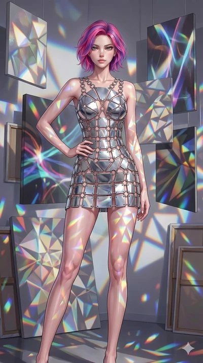 score_9, masterpiece, best quality, ultra-detailed, high-budget anime keyframe, editorial fashion photography, tasteful artistic composition, Caucasian woman, strictly human ears. cowboy shot from the thighs up, character and outfit filling the frame