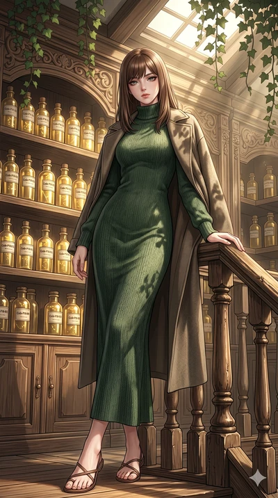 score_9, masterpiece, best quality, ultra-detailed, high-budget anime keyframe, editorial fashion photography, tasteful artistic composition, Korean woman. low angle full-body shot from head to toe showing her feet, filling the entire 9:16 vertical f
