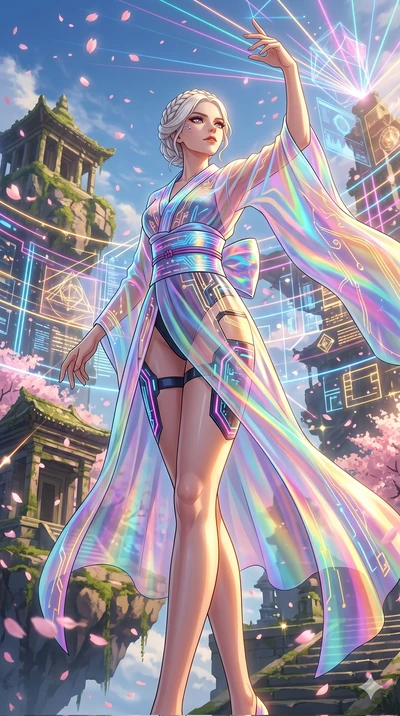 score_9, masterpiece, best quality, ultra-detailed, High-budget Anime Keyframe, vibrant colors, fluid line-art, expressive lighting, cinematic composition, Ufotable-style visual effects, top-tier animation quality, Caucasian woman with pale skin, blo