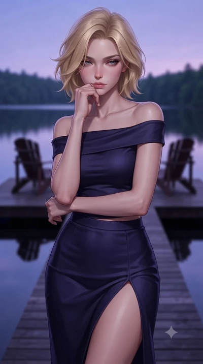 score_9, masterpiece, best quality, ultra-detailed, high-budget anime keyframe, editorial fashion photography, tasteful artistic composition, Caucasian woman woman. close-up cowboy shot from the waist and thighs up, the character dominates the compos