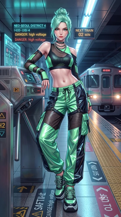 score_9, masterpiece, best quality, ultra-detailed, high-budget anime keyframe, semi-realistic 3D game render, editorial fashion photography, tasteful artistic composition, Japanese woman. low angle full-body shot from head to toe showing her feet, f