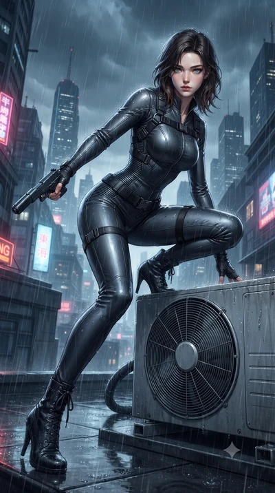 score_9, masterpiece, best quality, ultra-detailed, high-budget anime keyframe, editorial fashion photography, tasteful artistic composition, Korean woman. low angle full-body shot from head to toe showing her feet, filling the entire 9:16 vertical f