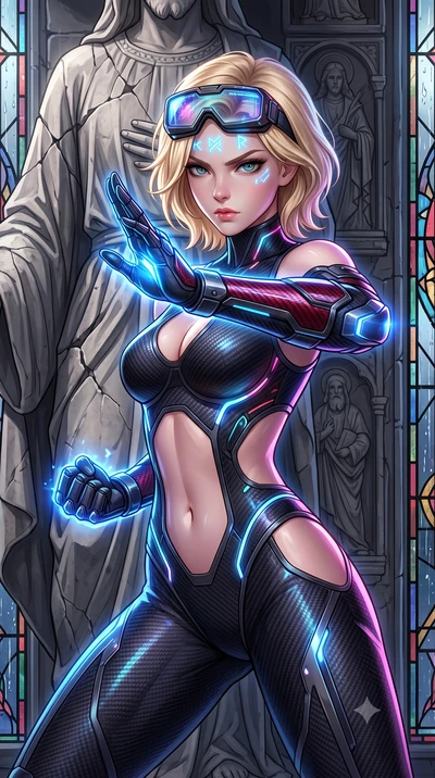 score_9, masterpiece, best quality, ultra-detailed, high-budget anime keyframe, semi-realistic 3D game render, editorial fashion photography, tasteful artistic composition, Caucasian woman. close-up cowboy shot from the waist and thighs up, the chara
