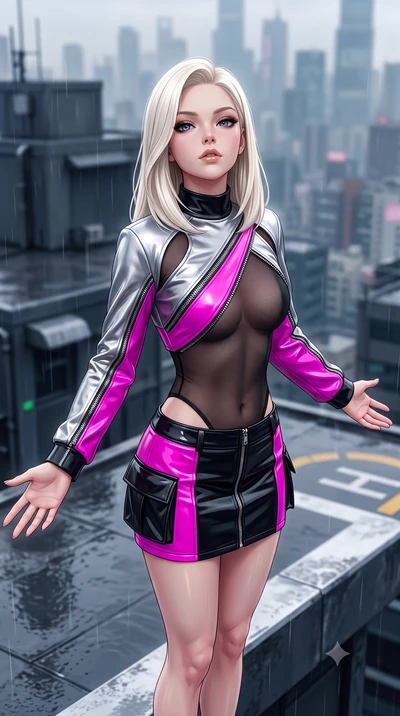 score_9, masterpiece, best quality, ultra-detailed, high-budget anime keyframe, semi-realistic 3D game render, editorial fashion photography, tasteful artistic composition, Caucasian woman. close-up cowboy shot from the waist and thighs up, the chara