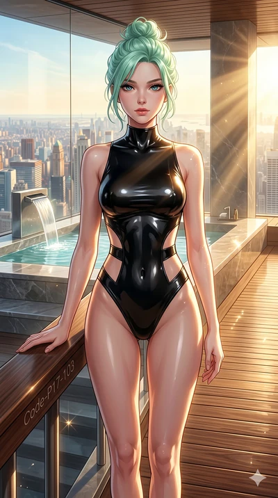 score_9, masterpiece, best quality, ultra-detailed, high-budget anime keyframe, editorial fashion photography, tasteful artistic composition, Japanese woman. cowboy shot from the thighs up, character and outfit filling the frame for maximum editorial