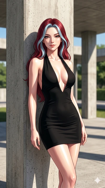 score_9, masterpiece, best quality, ultra-detailed, high-budget anime keyframe, editorial fashion photography, tasteful artistic composition, Caucasian woman, strictly human ears. cowboy shot from the thighs up, character and outfit filling the frame