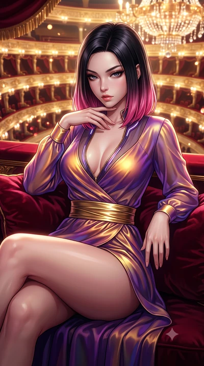 score_9, masterpiece, best quality, ultra-detailed, high-budget anime keyframe, semi-realistic 3D game render, editorial fashion photography, tasteful artistic composition, Korean woman. close-up cowboy shot from the waist and thighs up, the characte