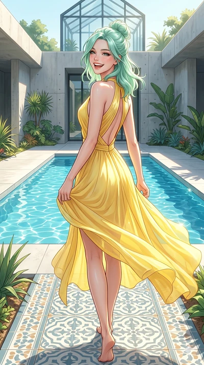 score_9, masterpiece, best quality, ultra-detailed, high-budget anime keyframe, editorial fashion photography, tasteful artistic composition, Japanese woman. cowboy shot from the thighs up, character and outfit filling the frame for maximum editorial