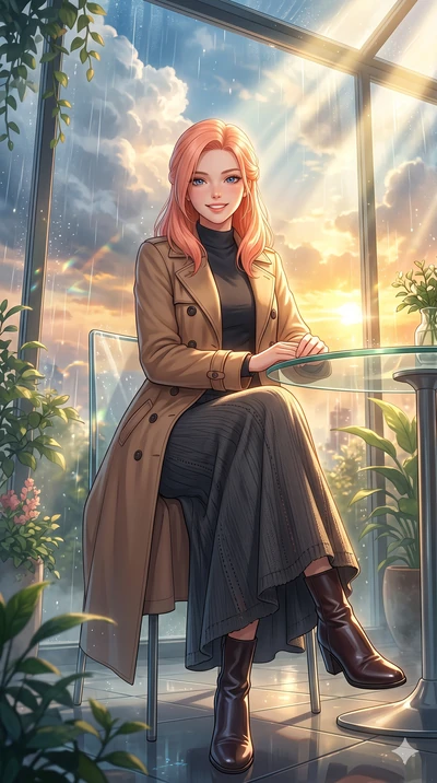 score_9, masterpiece, best quality, ultra-detailed, high-budget anime keyframe, vibrant anime aesthetic, Japanese woman. low angle full-body shot from head to toe showing her feet, filling the entire 9:16 vertical frame with her statuesque presence, 