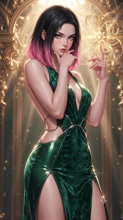 score_9, masterpiece, best quality, ultra-detailed, high-budget anime keyframe, editorial fashion photography, tasteful artistic composition, Korean woman. close-up cowboy shot from the waist and thighs up, the character dominates the composition, fi