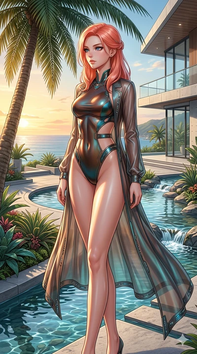 score_9, masterpiece, best quality, ultra-detailed, high-budget anime keyframe, editorial fashion photography, tasteful artistic composition, Japanese woman. cowboy shot from the thighs up, character and outfit filling the frame for maximum editorial