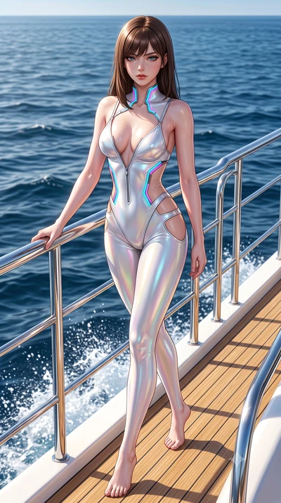 score_9, masterpiece, best quality, ultra-detailed, high-budget anime keyframe, semi-realistic 3D game render, editorial fashion photography, tasteful artistic composition, Korean woman. low angle full-body shot from head to toe showing her feet, fil
