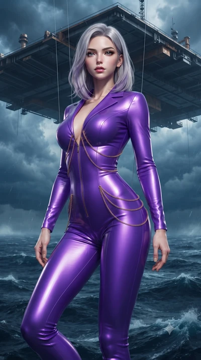 score_9, masterpiece, best quality, ultra-detailed, High-budget Anime Keyframe, editorial fashion photography, tasteful artistic composition, realistic cosplay photography, Caucasian woman, strictly human ears. Low angle cowboy shot filling the entir