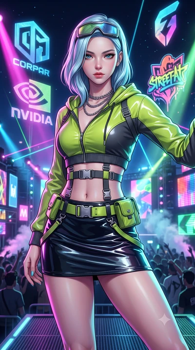 score_9, masterpiece, best quality, ultra-detailed, high-budget anime keyframe, semi-realistic 3D game render, editorial fashion photography, tasteful artistic composition, Korean woman. close-up cowboy shot from the waist and thighs up, the characte
