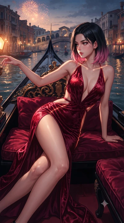 score_9, masterpiece, best quality, ultra-detailed, high-budget anime keyframe, editorial fashion photography, tasteful artistic composition, Korean woman. close-up cowboy shot from the waist and thighs up, the character dominates the composition, fi