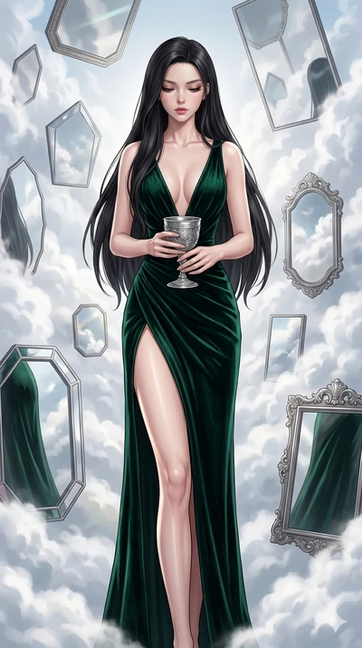 score_9, masterpiece, best quality, ultra-detailed, high-budget anime keyframe, editorial fashion photography, tasteful artistic composition, Korean woman. cowboy shot from the thighs up, character and outfit filling the frame for maximum editorial p