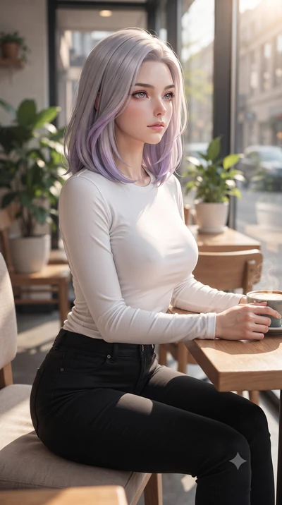 score_9, masterpiece, best quality, ultra-detailed, high-budget anime keyframe, editorial fashion photography, tasteful artistic composition, Caucasian woman woman. close-up cowboy shot from the waist and thighs up, the character dominates the compos