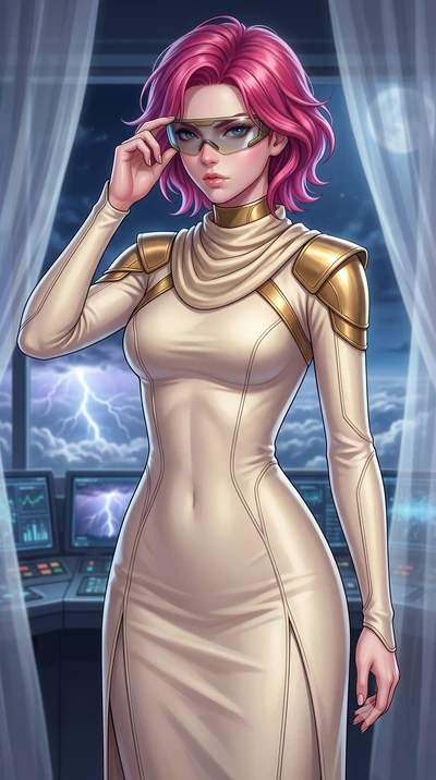 score_9, masterpiece, best quality, ultra-detailed, high-budget anime keyframe, editorial fashion photography, tasteful artistic composition, Caucasian woman, strictly human ears. close-up cowboy shot from the waist and thighs up, the character domin
