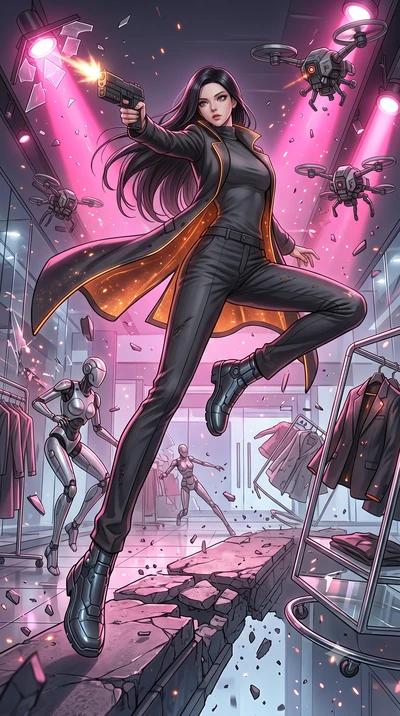 score_9, masterpiece, best quality, ultra-detailed, high-budget anime keyframe, editorial fashion photography, tasteful artistic composition, Korean woman. low angle full-body shot from head to toe showing her feet, filling the entire 9:16 vertical f