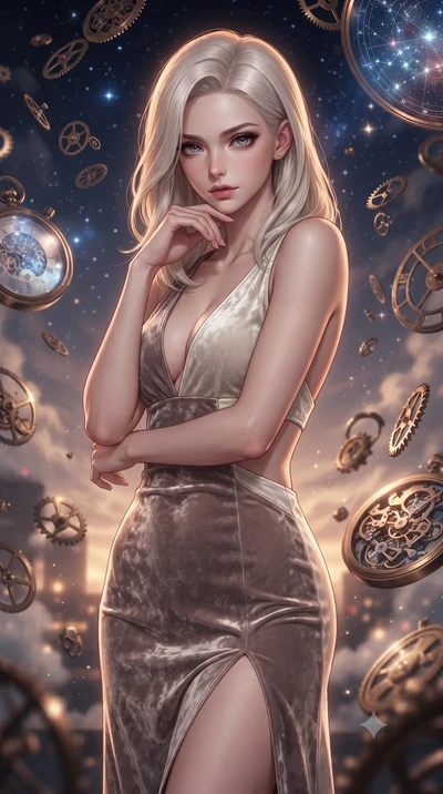 score_9, masterpiece, best quality, ultra-detailed, high-budget anime keyframe, editorial fashion photography, tasteful artistic composition, Caucasian woman. close-up cowboy shot from the waist and thighs up, the character dominates the composition,