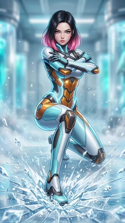 score_9, masterpiece, best quality, ultra-detailed, high-budget anime keyframe, semi-realistic 3D game render, editorial fashion photography, tasteful artistic composition, Korean woman. close-up cowboy shot from the waist and thighs up, the characte