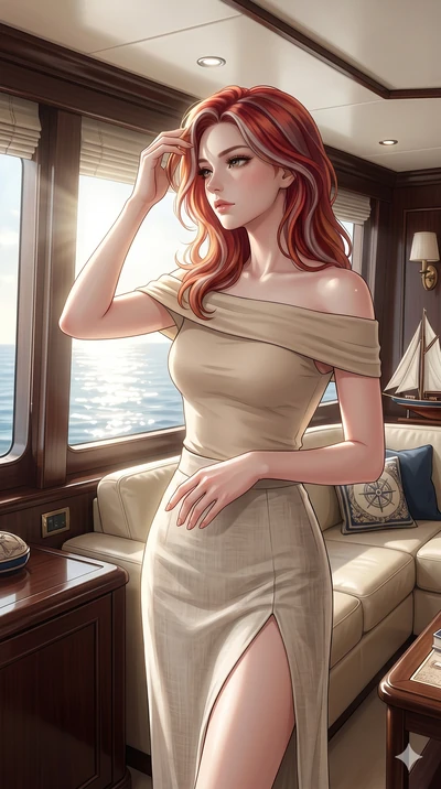 score_9, masterpiece, best quality, ultra-detailed, high-budget anime keyframe, editorial fashion photography, tasteful artistic composition, Caucasian woman, strictly human ears. cowboy shot from the thighs up, character and outfit filling the frame