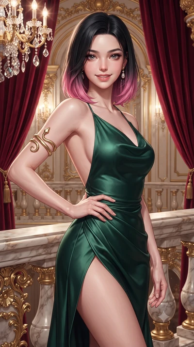 score_9, masterpiece, best quality, ultra-detailed, high-budget anime keyframe, editorial fashion photography, tasteful artistic composition, Korean woman. close-up cowboy shot from the waist and thighs up, the character dominates the composition, fi