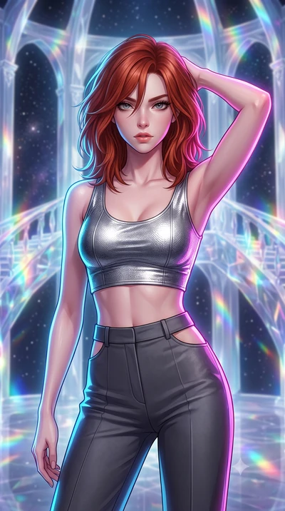 score_9, masterpiece, best quality, ultra-detailed, high-budget anime keyframe, editorial fashion photography, tasteful artistic composition, Korean woman. close-up cowboy shot from the waist and thighs up, the character dominates the composition, fi