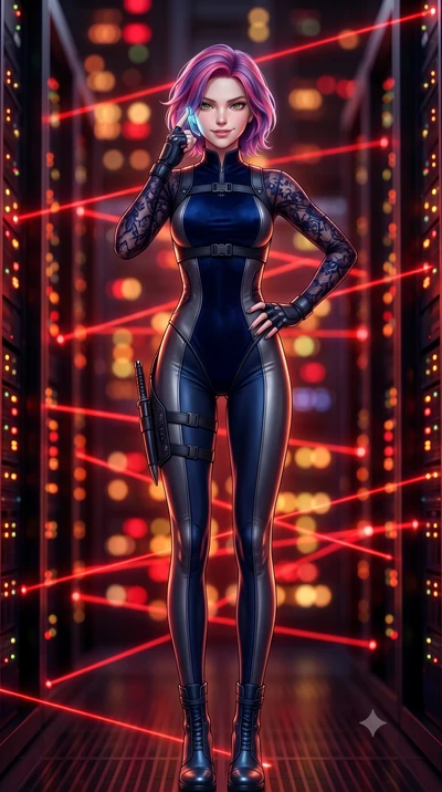 score_9, masterpiece, best quality, ultra-detailed, high-budget anime keyframe, semi-realistic 3D game render, editorial fashion photography, tasteful artistic composition, Caucasian woman. low angle full-body shot from head to toe showing her feet, 
