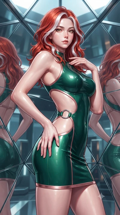 score_9, masterpiece, best quality, ultra-detailed, high-budget anime keyframe, editorial fashion photography, tasteful artistic composition, Caucasian woman. close-up cowboy shot from the waist and thighs up, the character dominates the composition,