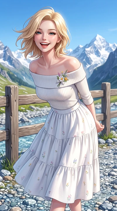 score_9, masterpiece, best quality, ultra-detailed, high-budget anime keyframe, semi-realistic 3D game render, editorial fashion photography, tasteful artistic composition, Caucasian woman. close-up cowboy shot from the waist and thighs up, the chara