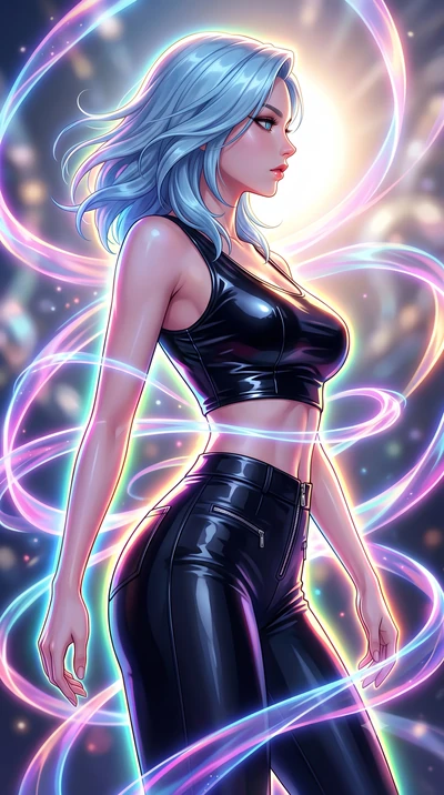 score_9, masterpiece, best quality, ultra-detailed, high-budget anime keyframe, editorial fashion photography, tasteful artistic composition, Korean woman. close-up cowboy shot from the waist and thighs up, the character dominates the composition, fi