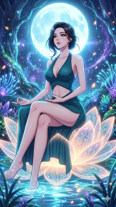score_9, masterpiece, best quality, ultra-detailed, High-budget Anime Keyframe, vibrant colors, fluid line-art, expressive lighting, cinematic composition, Ufotable-style visual effects, top-tier animation quality, Korean woman with idol-like refined