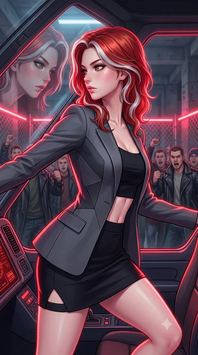 score_9, masterpiece, best quality, ultra-detailed, high-budget anime keyframe, editorial fashion photography, tasteful artistic composition, Caucasian woman, strictly human ears. close-up cowboy shot from the waist and thighs up, the character domin