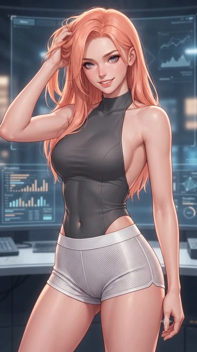 score_9, masterpiece, best quality, ultra-detailed, high-budget anime keyframe, editorial fashion photography, tasteful artistic composition, Japanese woman. close-up cowboy shot from the waist and thighs up, the character dominates the composition, 