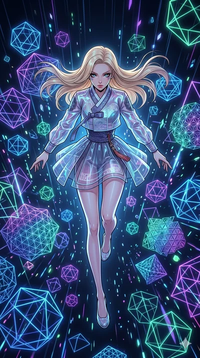 score_9, masterpiece, best quality, ultra-detailed, high-budget anime movie keyframe, cinematic anime lighting, intricate line art, Japanese woman. Extreme high angle shot as she leaps towards the camera, filling the frame. leaping through a storm of