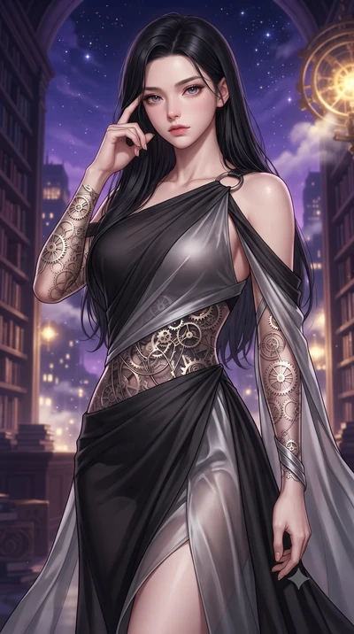 score_9, masterpiece, best quality, ultra-detailed, high-budget anime keyframe, editorial fashion photography, tasteful artistic composition, Korean woman. close-up cowboy shot from the waist and thighs up, the character dominates the composition, fi