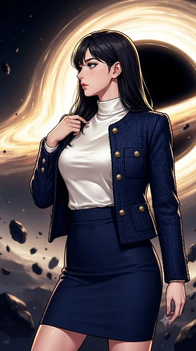 score_9, masterpiece, best quality, ultra-detailed, high-budget anime keyframe, gorgeous anime illustration, with clean line-art, distinct ink outlines, and high-contrast stereoscopic depth, Korean woman. close-up cowboy shot from the waist and thigh