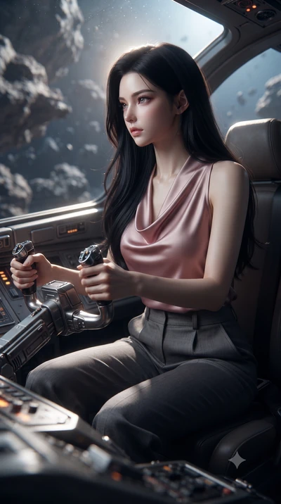 score_9, masterpiece, best quality, ultra-detailed, high-budget anime keyframe, editorial fashion photography, tasteful artistic composition, realistic cosplay photography, Korean woman. close-up cowboy shot from the waist and thighs up, the characte