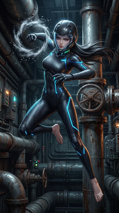 score_9, masterpiece, best quality, ultra-detailed, high-budget anime keyframe, semi-realistic 3D game render, editorial fashion photography, tasteful artistic composition, Korean woman. low angle full-body shot from head to toe showing her feet, fil