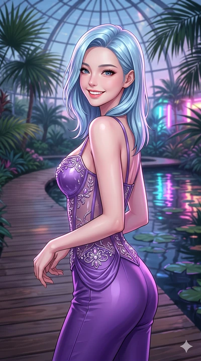 score_9, masterpiece, best quality, ultra-detailed, high-budget anime keyframe, vibrant anime aesthetic, Korean woman. close-up cowboy shot from the waist and thighs up, the character dominates the composition, filling the frame with her large presen