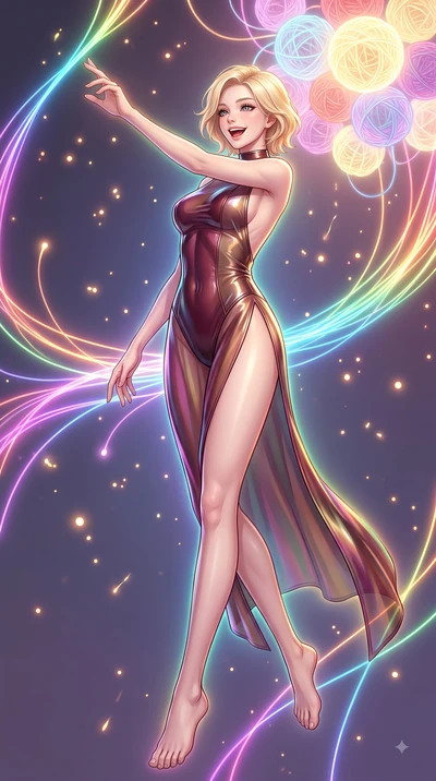 score_9, masterpiece, best quality, ultra-detailed, high-budget anime keyframe, editorial fashion photography, tasteful artistic composition, Caucasian woman. low angle full-body shot from head to toe showing her feet, filling the entire 9:16 vertica