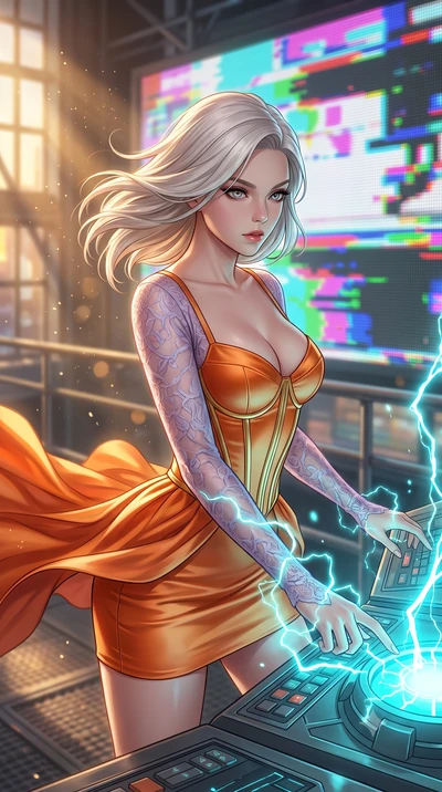 score_9, masterpiece, best quality, ultra-detailed, high-budget anime keyframe, editorial fashion photography, tasteful artistic composition, Caucasian woman, strictly human ears. close-up cowboy shot from the waist and thighs up, the character domin