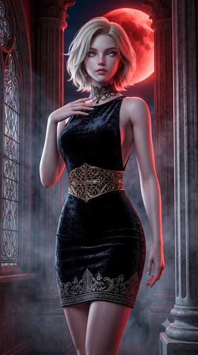score_9, masterpiece, best quality, ultra-detailed, high-budget anime keyframe, semi-realistic 3D game render, editorial fashion photography, tasteful artistic composition, Caucasian woman. close-up cowboy shot from the waist and thighs up, the chara