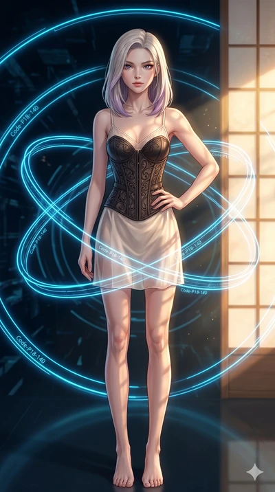 score_9, masterpiece, best quality, ultra-detailed, high-budget anime keyframe, editorial fashion photography, tasteful artistic composition, Caucasian woman, strictly human ears. cowboy shot from the thighs up, character and outfit filling the frame