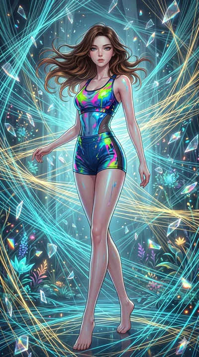 score_9, masterpiece, best quality, ultra-detailed, high-budget anime keyframe, editorial fashion photography, tasteful artistic composition, Korean woman. low angle full-body shot from head to toe showing her feet, filling the entire 9:16 vertical f