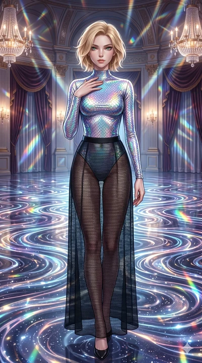 score_9, masterpiece, best quality, ultra-detailed, high-budget anime keyframe, editorial fashion photography, tasteful artistic composition, Caucasian woman, strictly human ears. cowboy shot from the thighs up, character and outfit filling the frame
