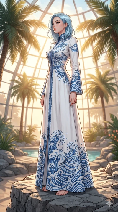 score_9, masterpiece, best quality, ultra-detailed, high-budget anime keyframe, editorial fashion photography, tasteful artistic composition, Korean woman. low angle full-body shot from head to toe showing her feet, filling the entire 9:16 vertical f