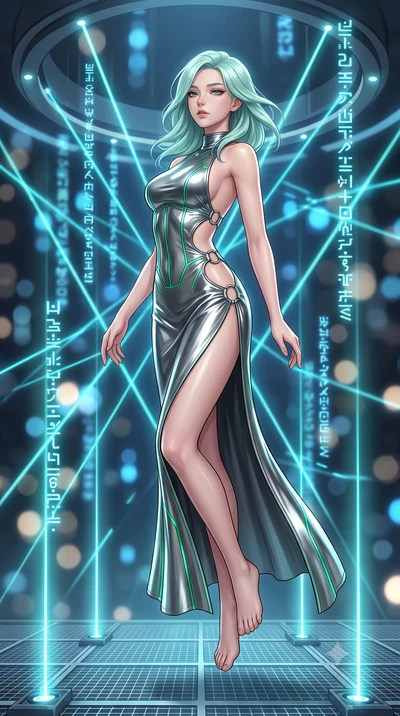 score_9, masterpiece, best quality, ultra-detailed, high-budget anime keyframe, editorial fashion photography, tasteful artistic composition, Japanese woman. low angle full-body shot from head to toe showing her feet, filling the entire 9:16 vertical