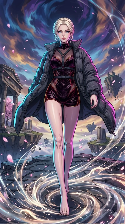score_9, masterpiece, best quality, ultra-detailed, High-budget Anime Keyframe, vibrant colors, fluid line-art, expressive lighting, cinematic composition, Ufotable-style visual effects, top-tier animation quality, Caucasian woman with pale skin, blo